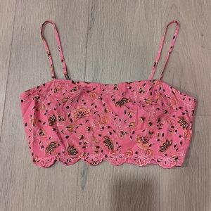 Pink Floral Crop Top